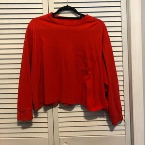 Red Crop Long Sleeve with Pocket XL